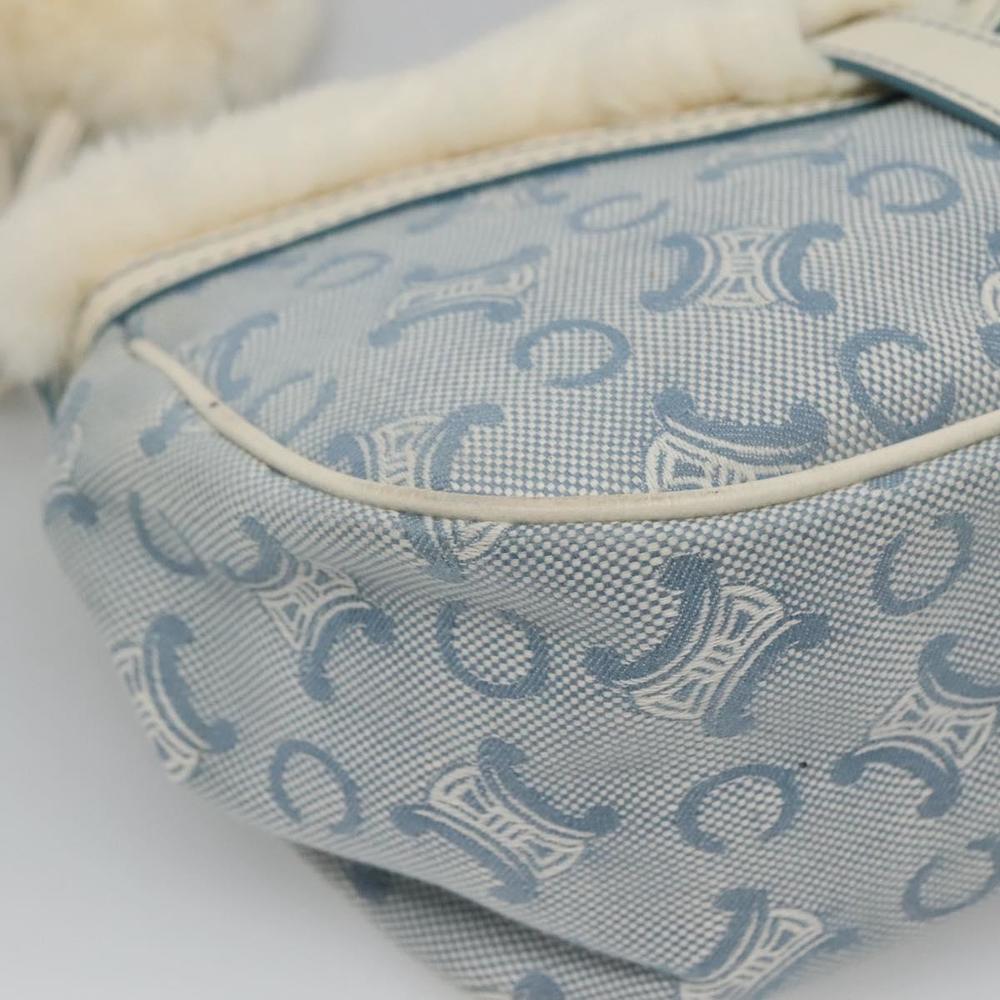 CELINE C Macadam Canvas Shoulder Bag Light Blue Gold Auth MX095 - Picture 14 of 16